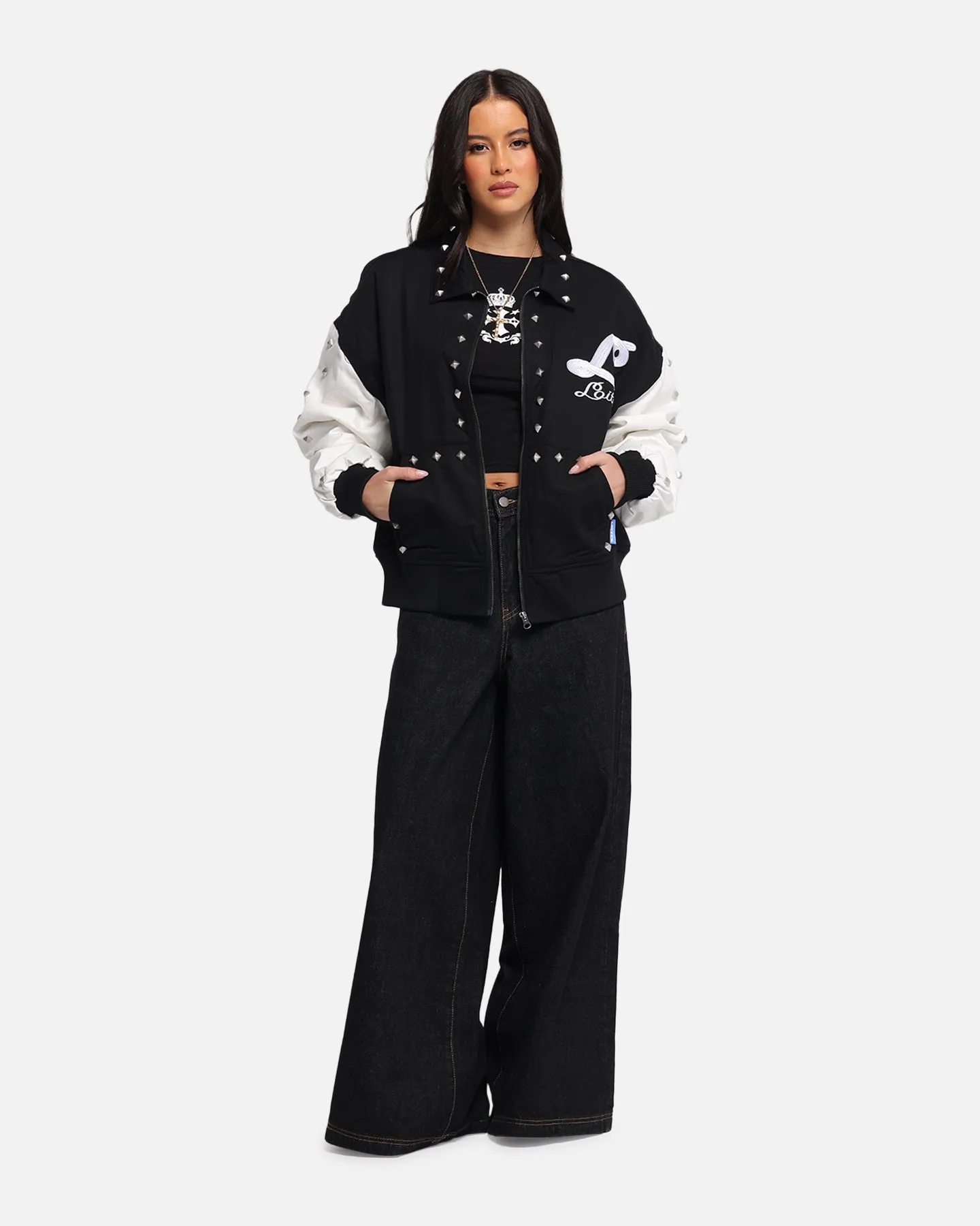 Loiter Frontier Varsity Jacket Black/Off White