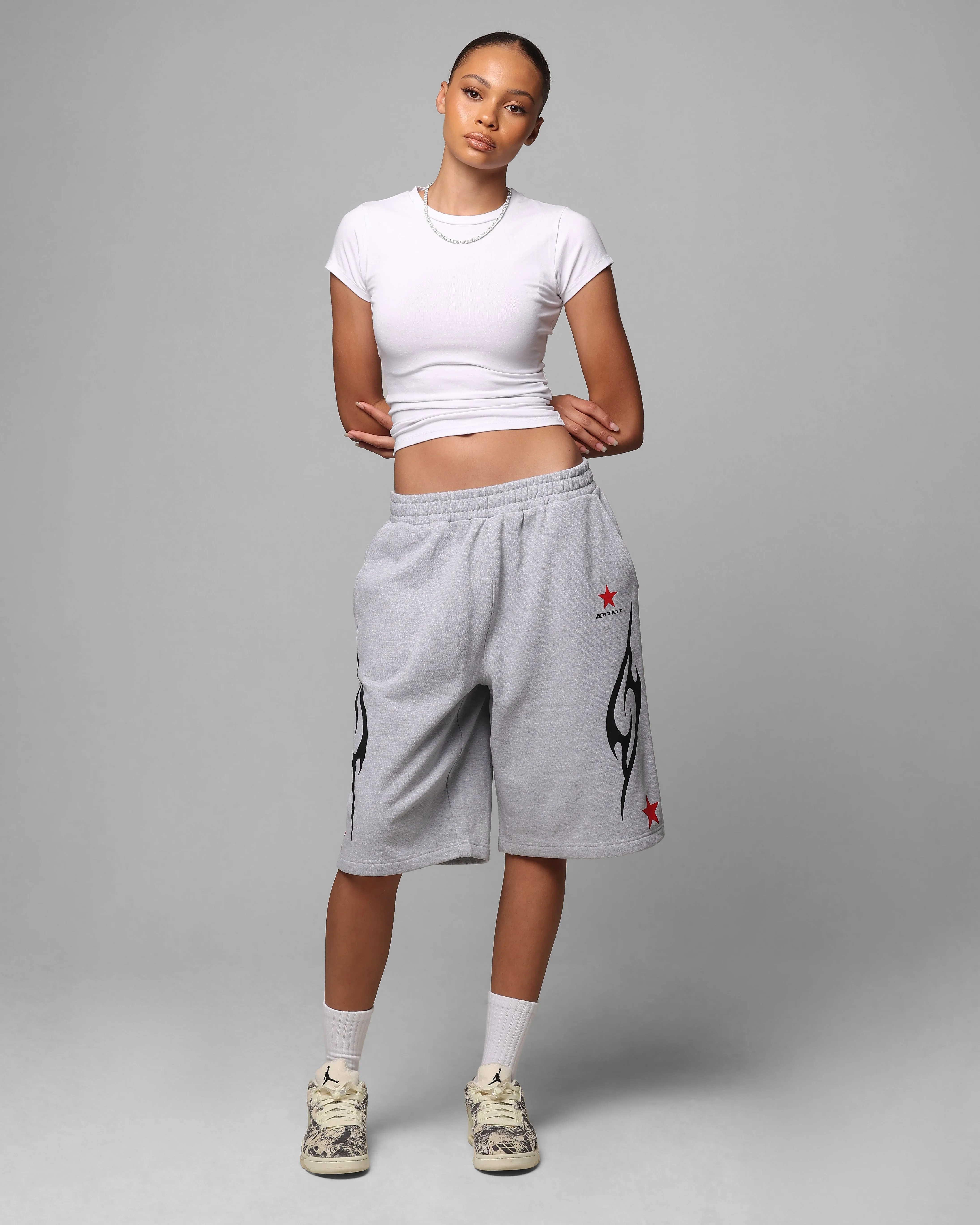 Loiter Trackstar Sweat Shorts Grey Marle