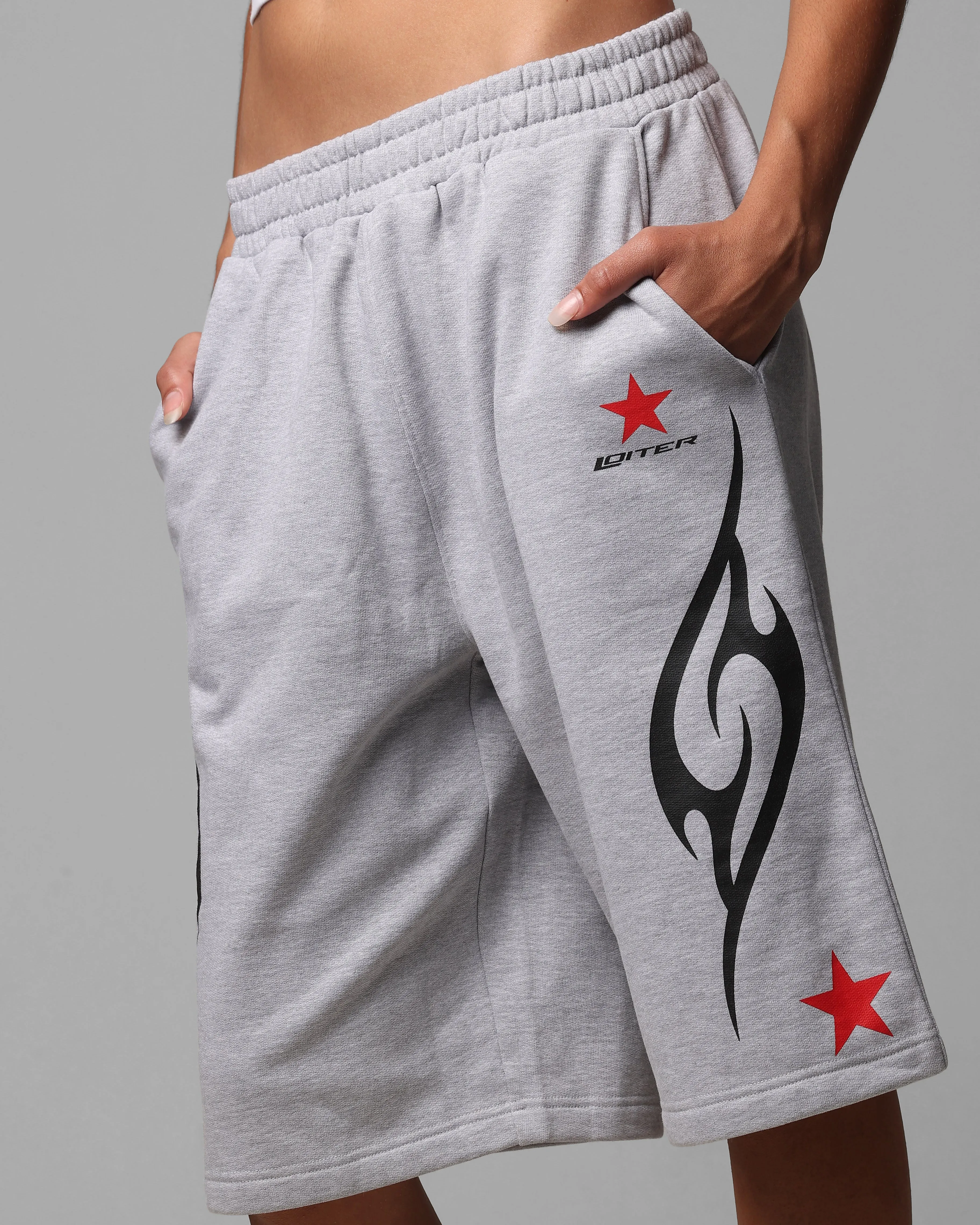 Loiter Trackstar Sweat Shorts Grey Marle