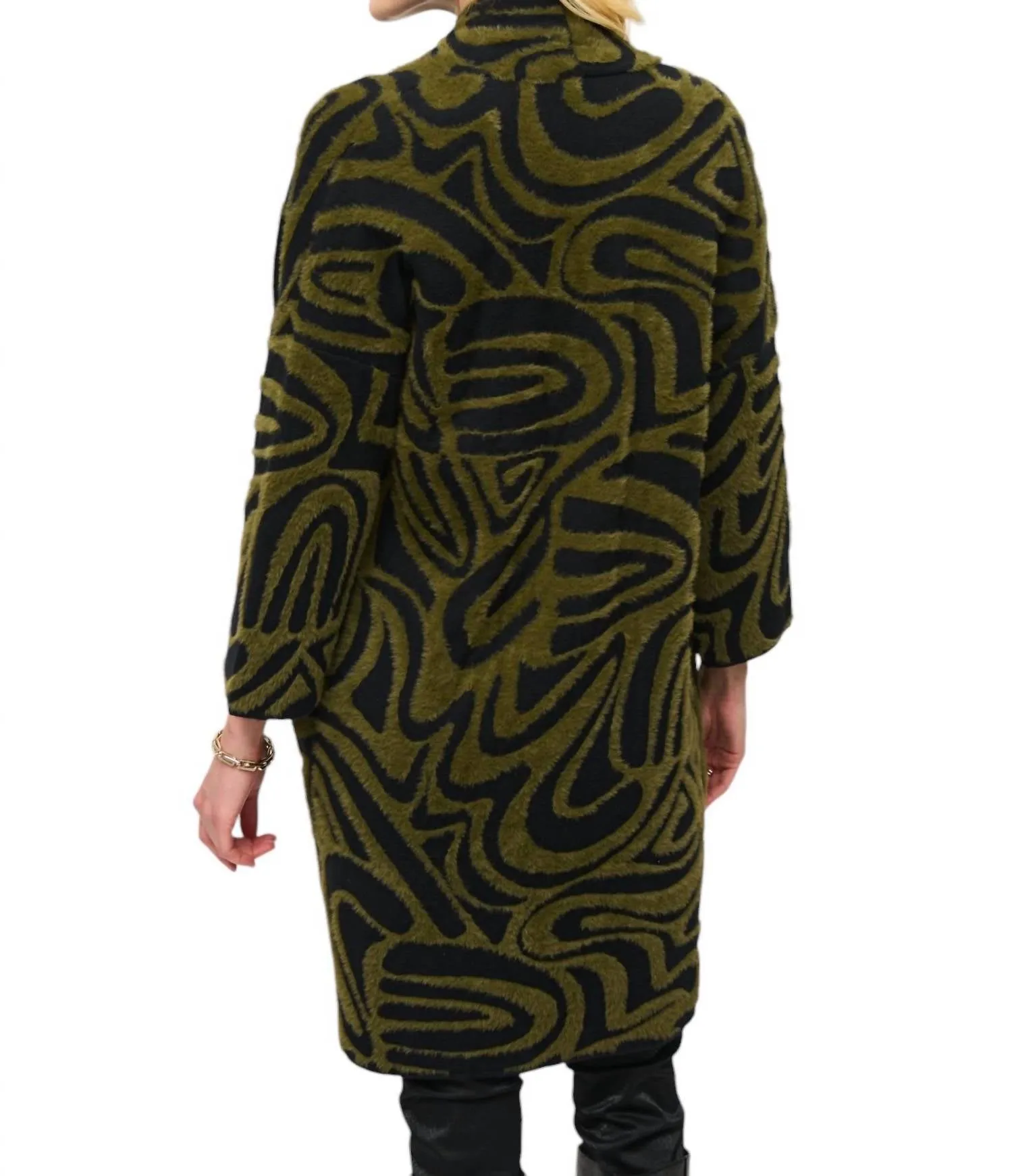 Long Coat In Olive/black