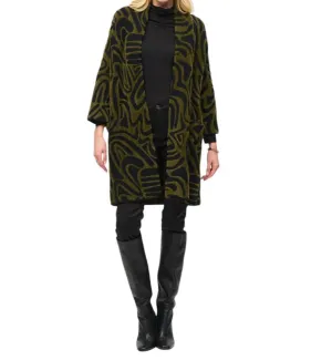 Long Coat In Olive/black
