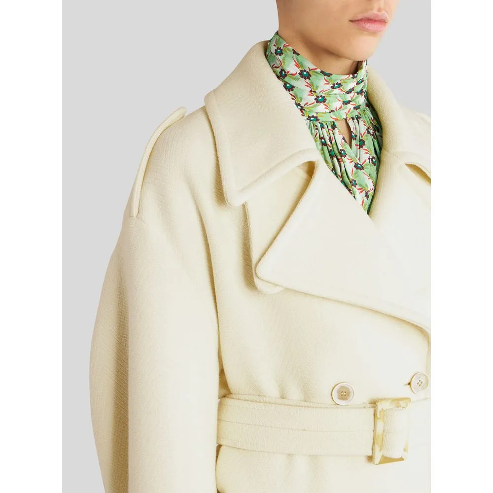 LONG COAT WITH BELT AND EMBROIDERY