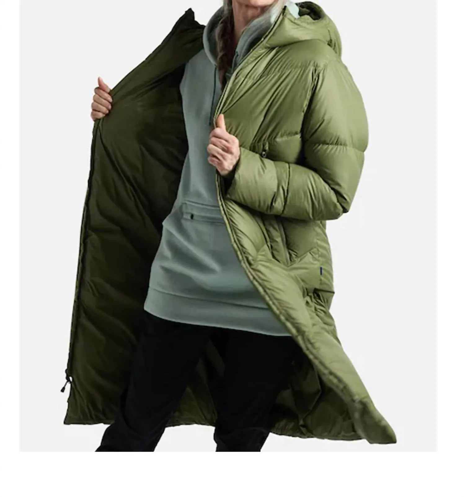 Long Down Parka In Forest Moss