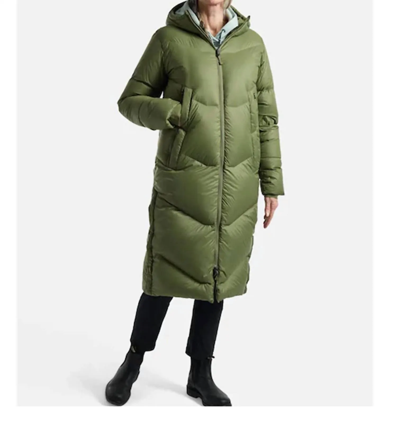 Long Down Parka In Forest Moss