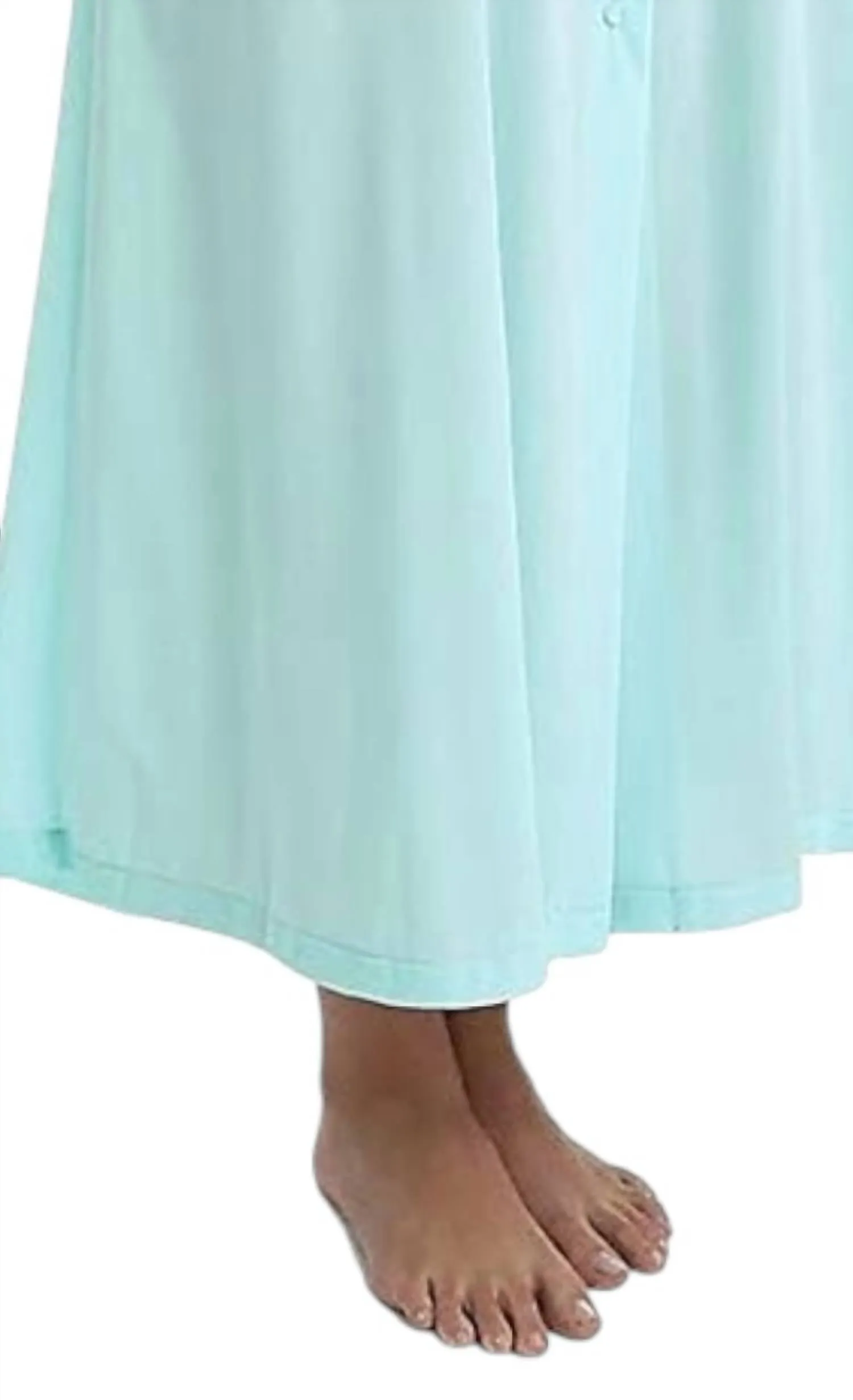 Long Sleeve Button Down Robe In Seafoam