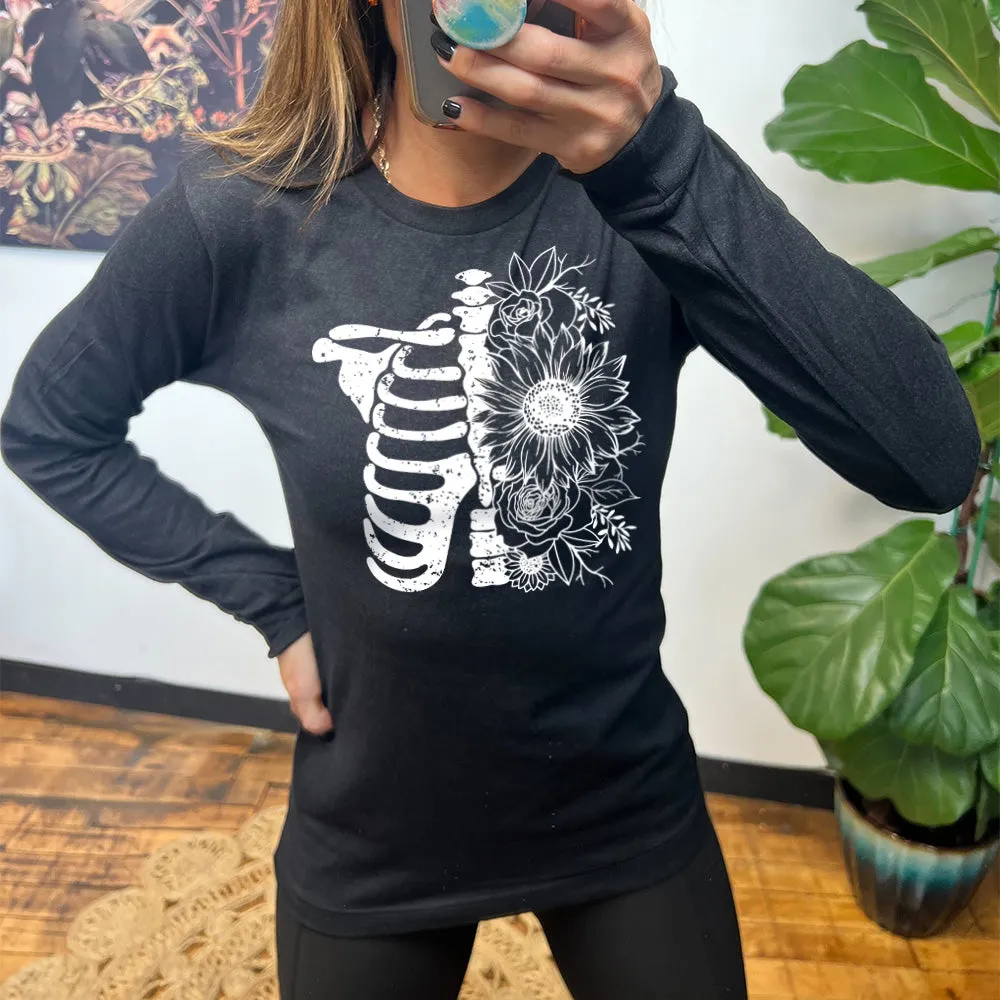 Long Sleeve Tee | Floral Ribcage