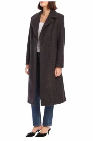Long Teddy Coat In Charcoal