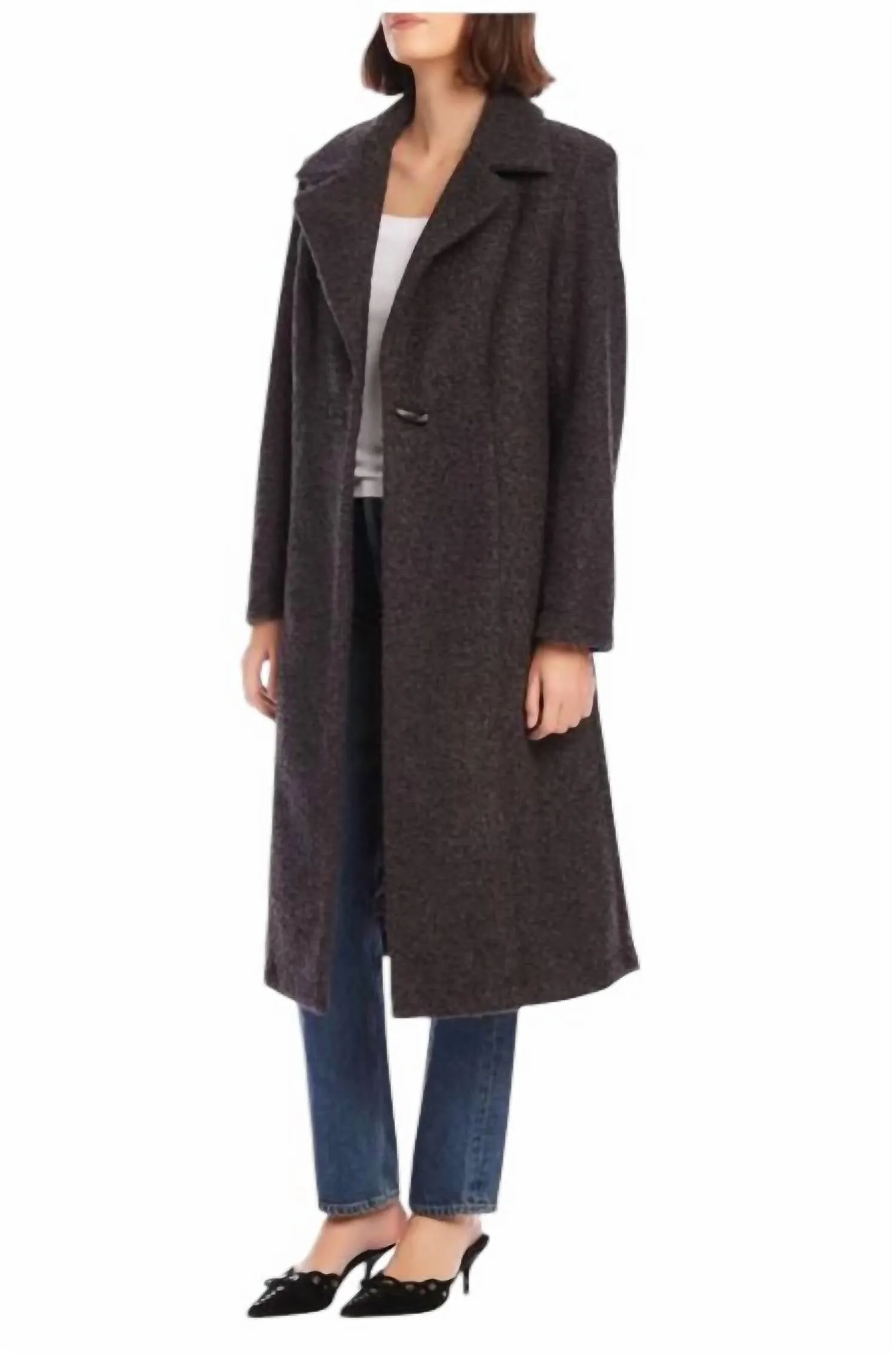 Long Teddy Coat In Charcoal