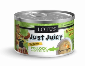 Lotus Wet Cat Food Grain-Free Just Juicy Pollock Stew grain free wet cat food,senior cat wet food,cat pt
