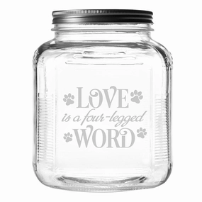 Love Is A Four Legged Word Dog Treat Jar With Brushed Lid pet apparel,dog hoodie,fashionable pet wear