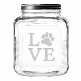 Love Paw Dog Treat Jar With Brushed Lid pet apparel,dog hoodie,fashionable pet wear