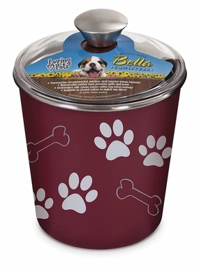 Loving Pets Bella Dog and Cat Treat Canister, Merlot cat food bowl,cat feeder,elevated cat dish