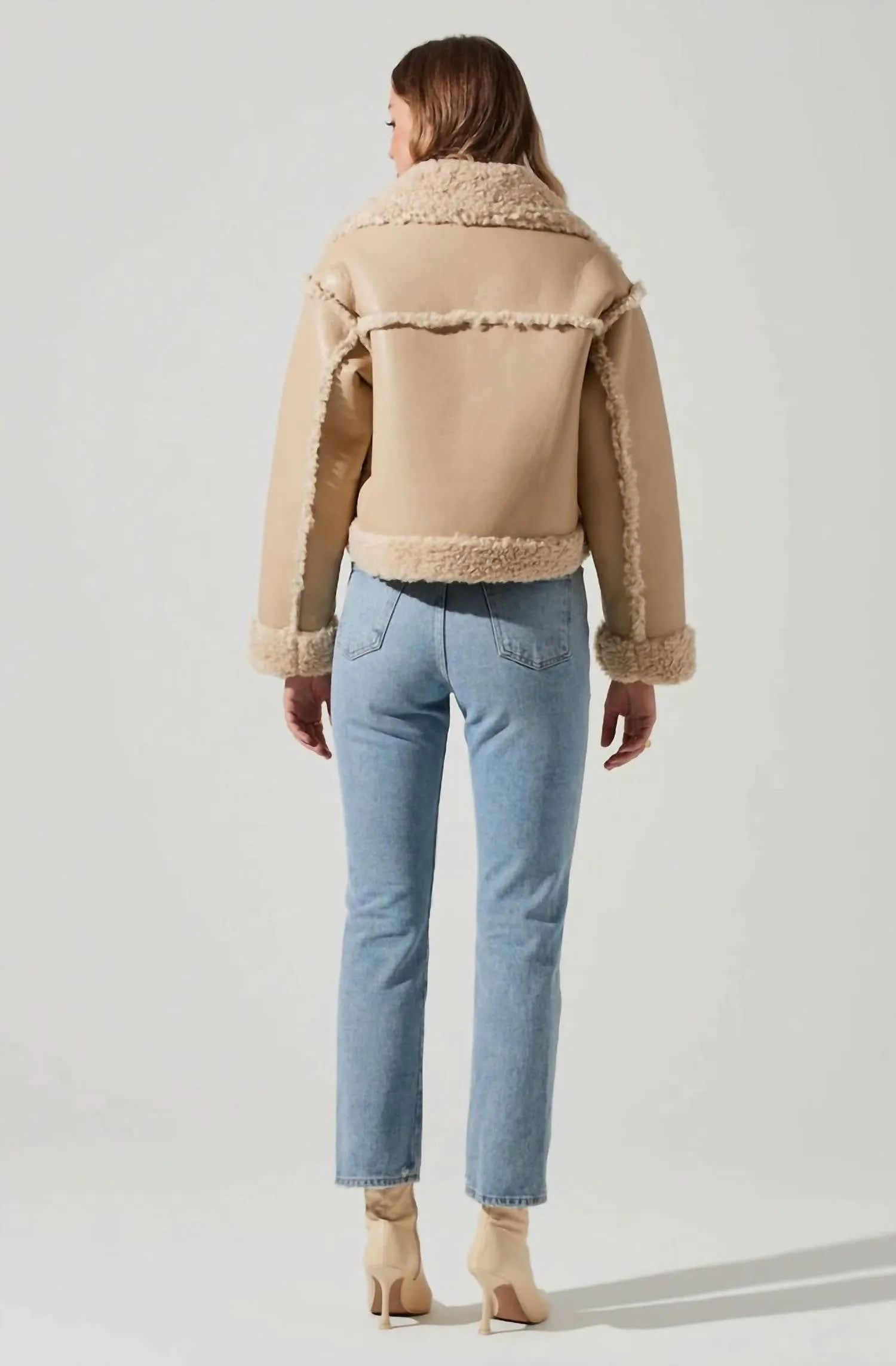 Luciana Faux Leather Jacket In Tan