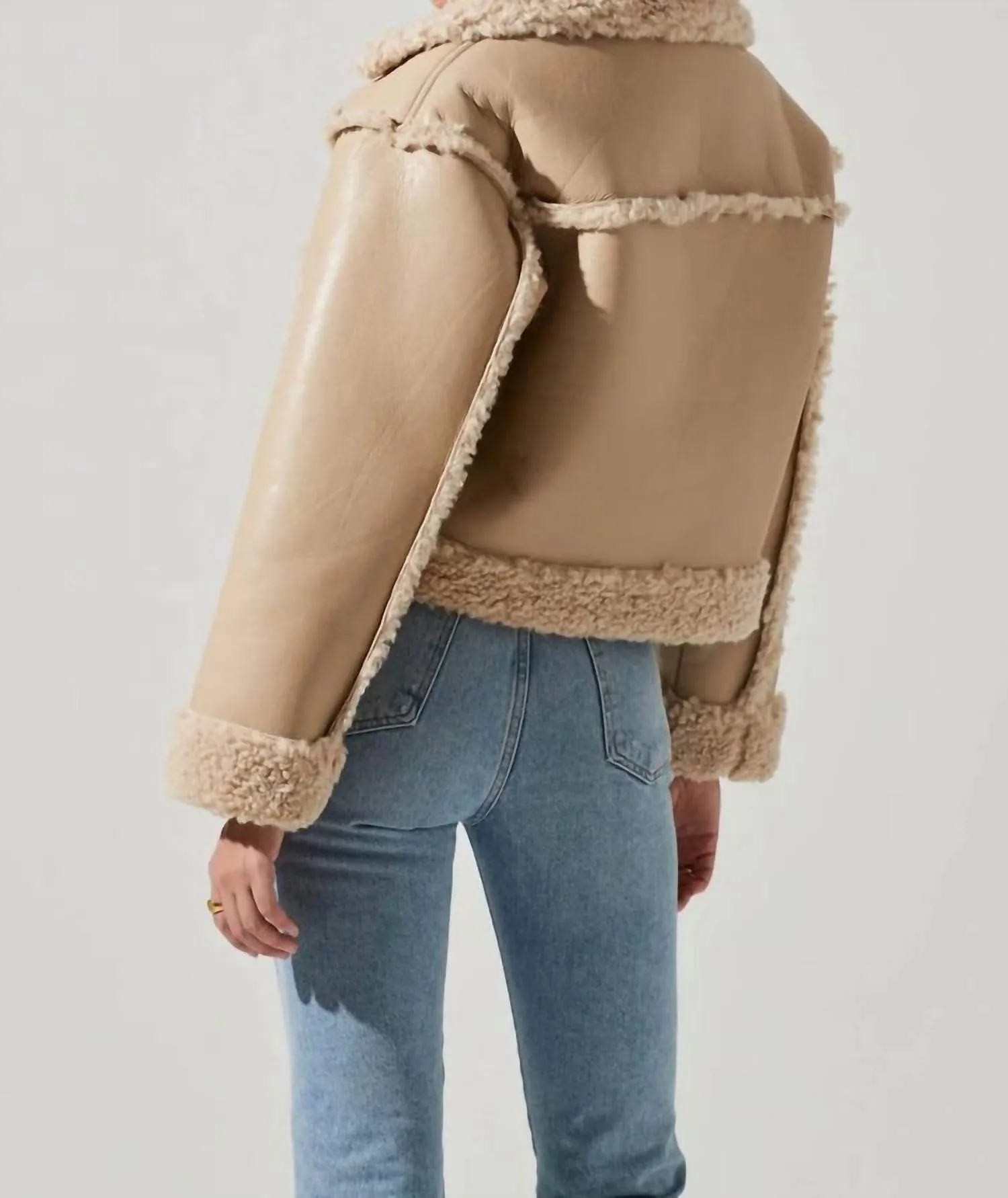 Luciana Faux Leather Jacket In Tan