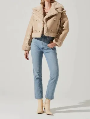 Luciana Faux Leather Jacket In Tan