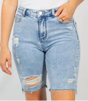 Luck Be A Lady Biker Shorts In Denim