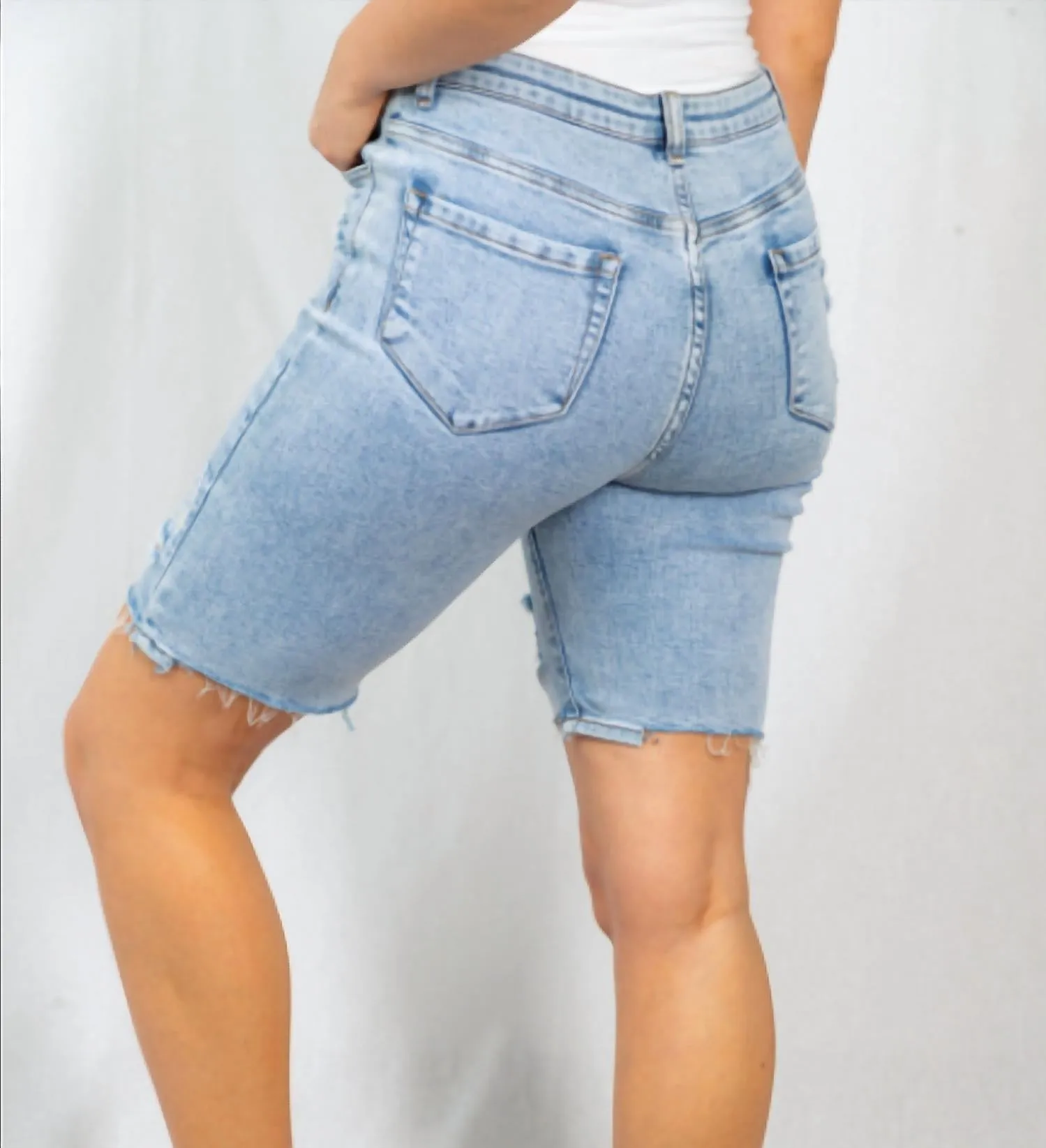 Luck Be A Lady Biker Shorts In Denim