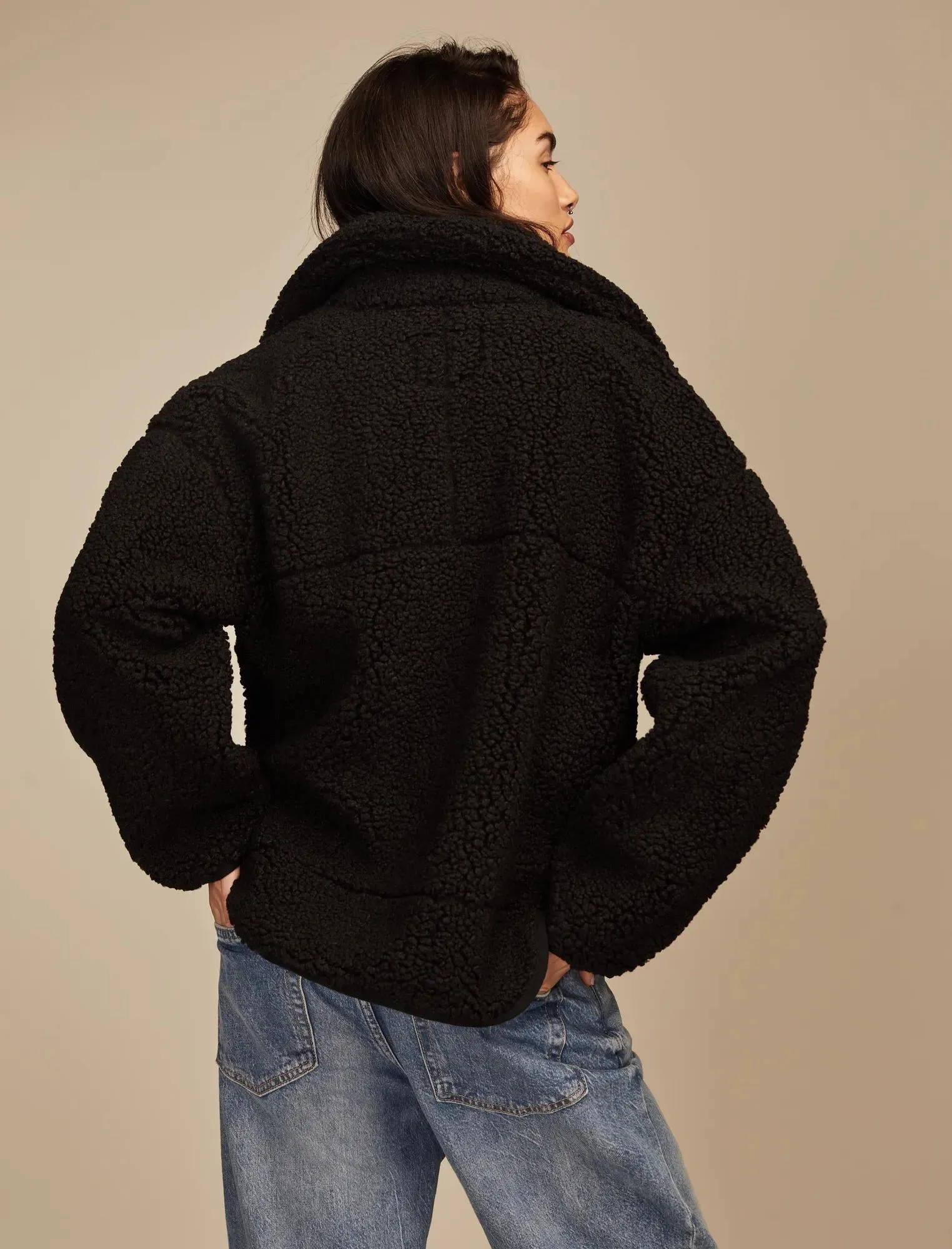 Lucky Brand Women's Faux Shearling Zip Up Jacket