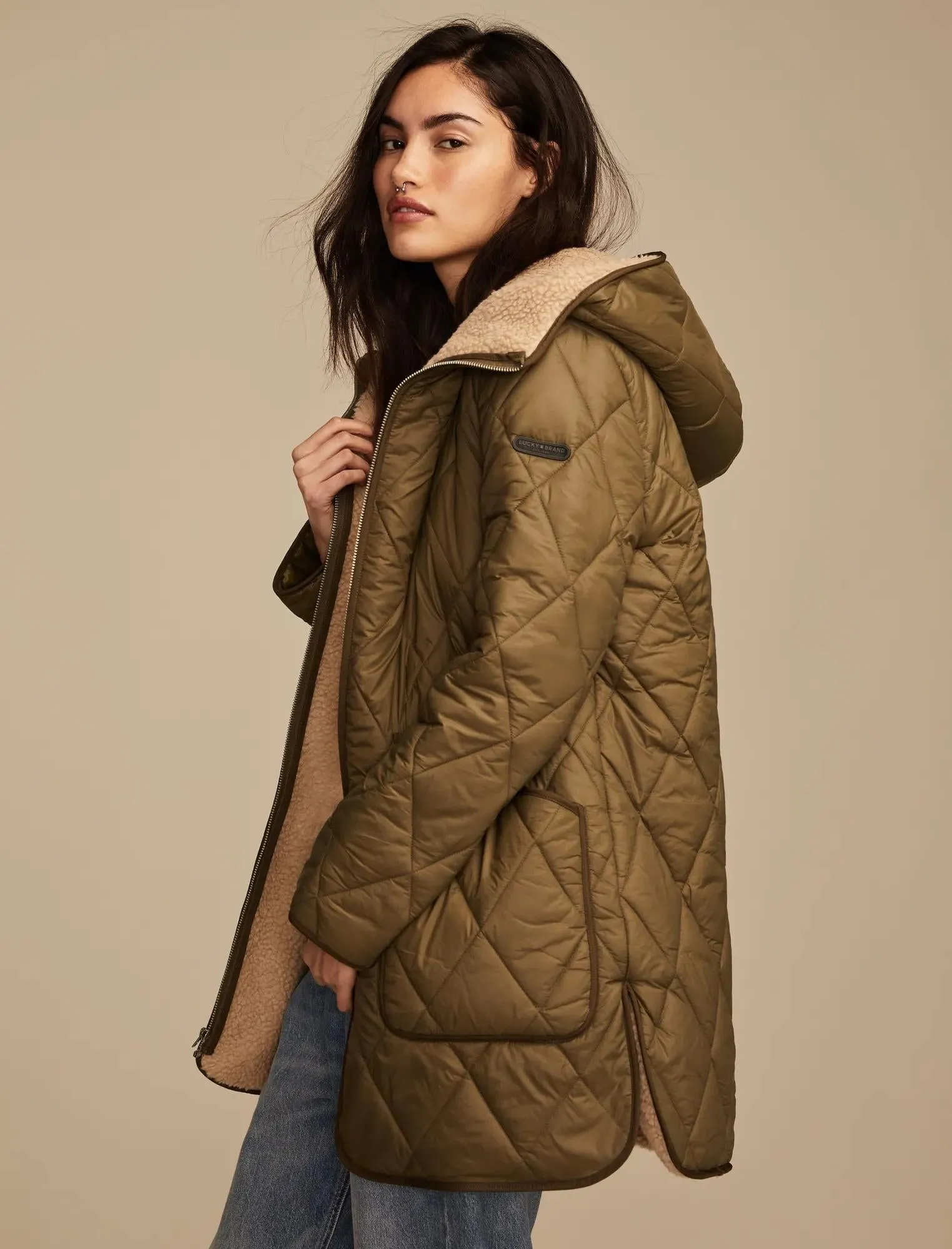 Lucky Brand Women's Military Puffer Jacket
