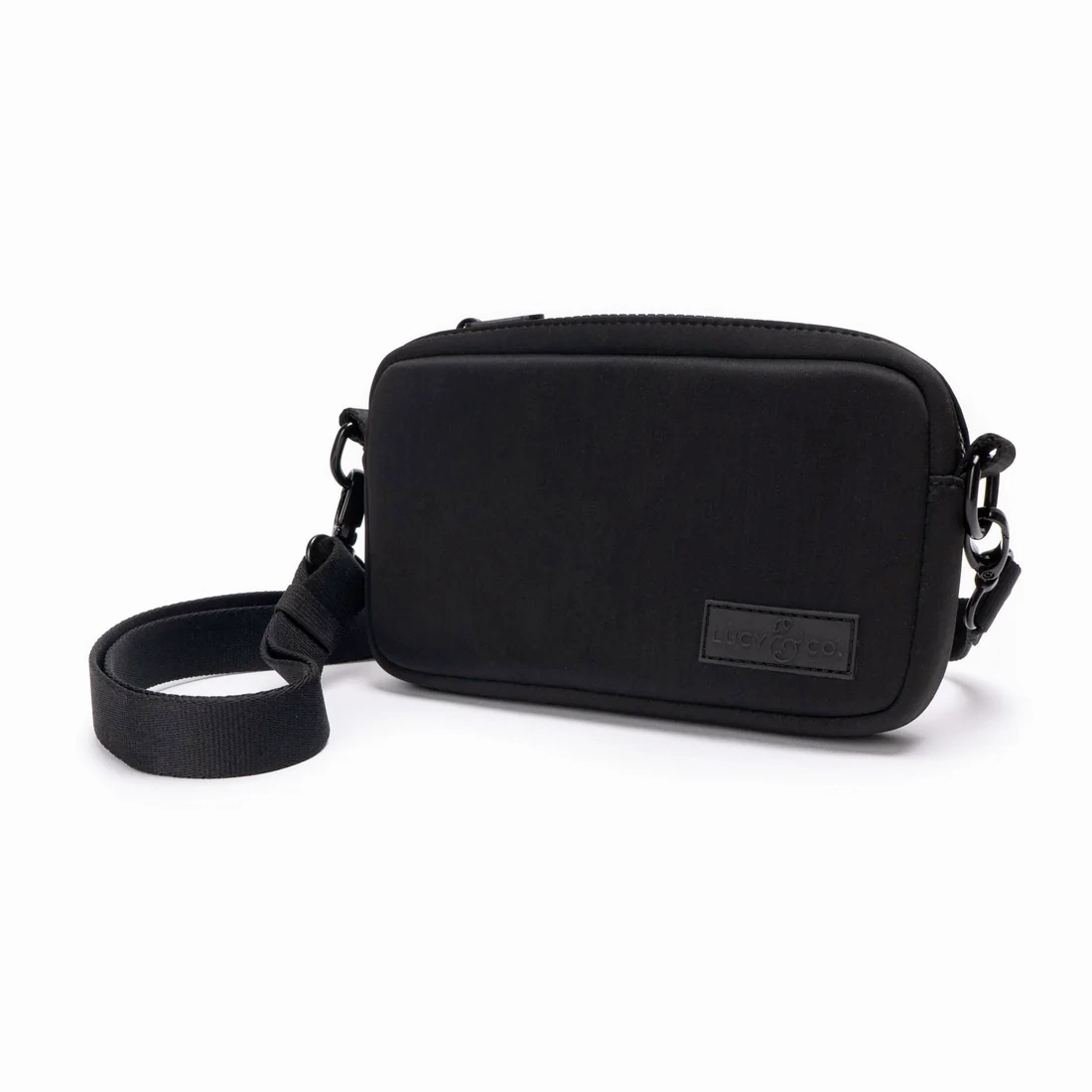 Lucy&Co Crossbody Treat Bag: Black dog business cards,pet business supplies,doggie storefront