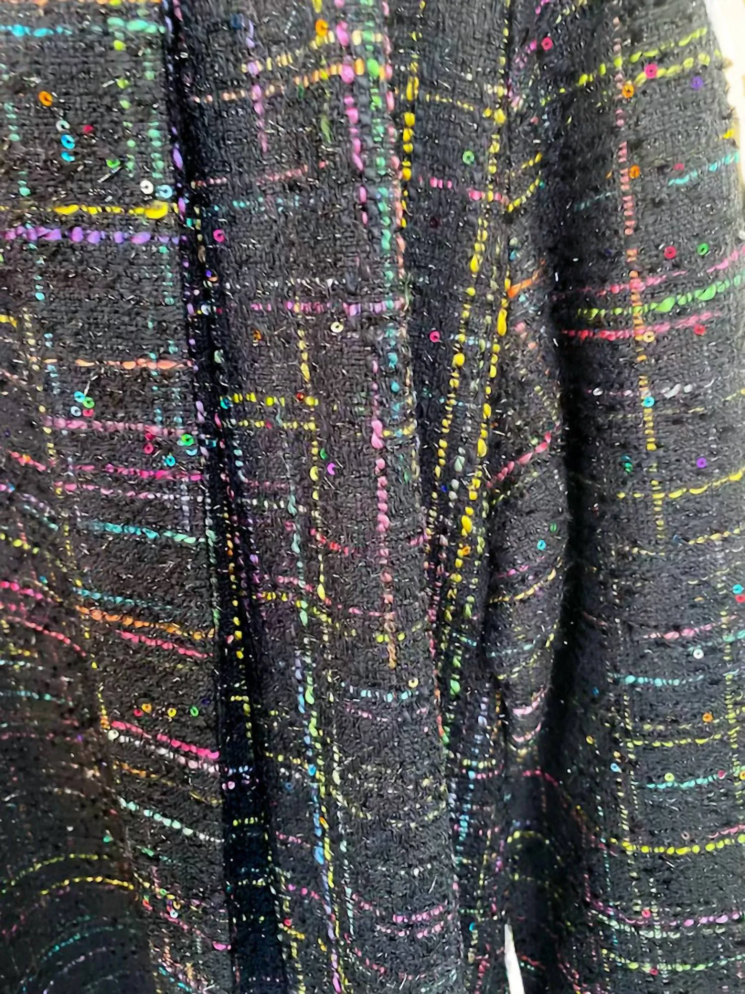 Luna Sequin Embellished Coat In Black