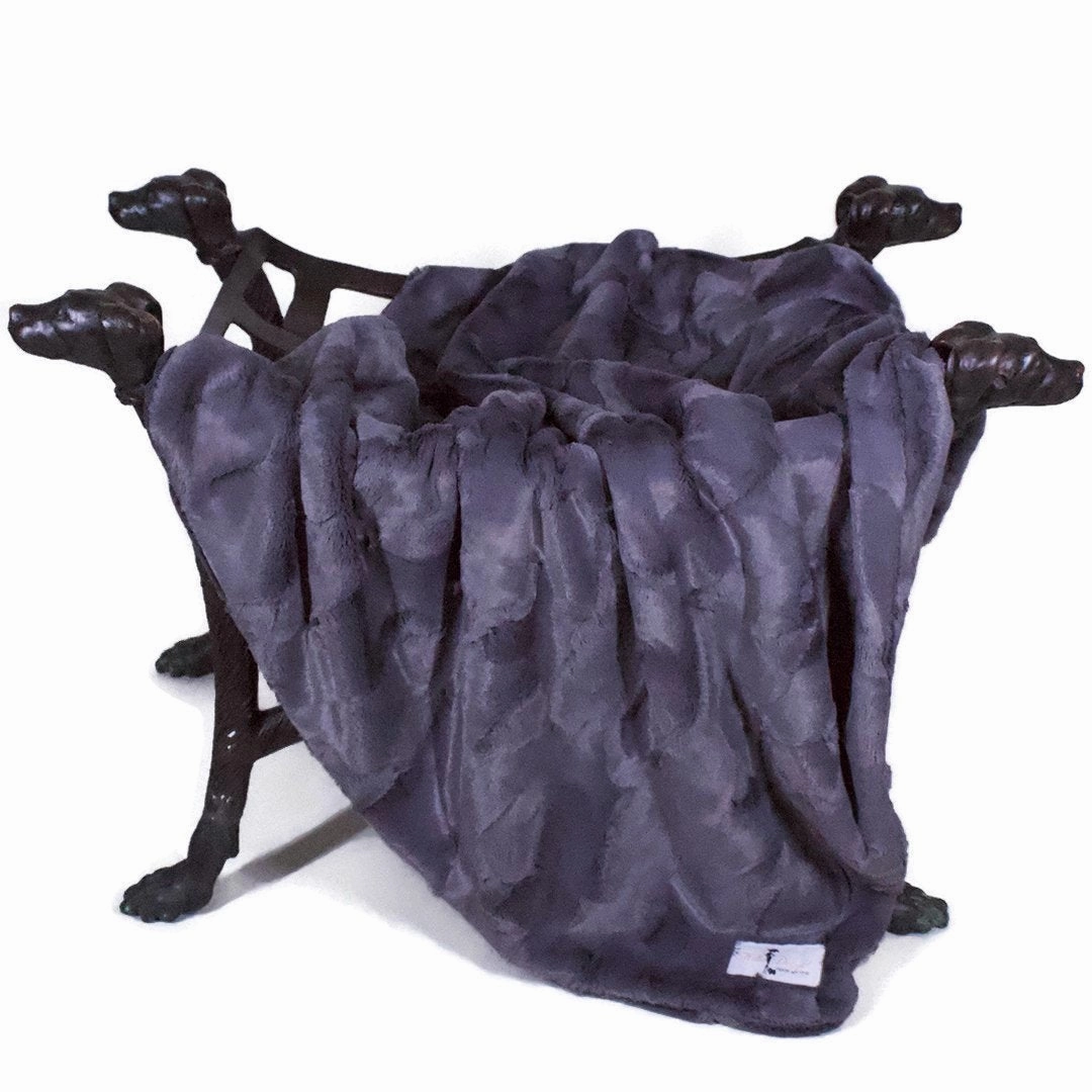 Luxe Dog Blanket Pewter fleece dog blanket,soft dog throw,cozy pet blanket
