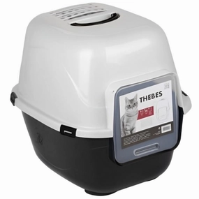 M Pets THEBES Litter Box for Cats (Black/White) covered litter box,cat toilet,self cleaning litter box