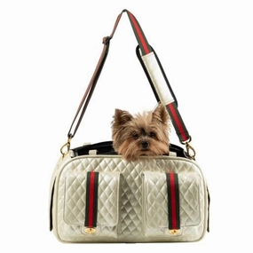 Marlee 2 Ivory Quilted with Stripe Carrier treat storage jar,dog treat container,pet snack jar