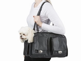 Marlee - Black Woven Pet Carrier dog travel crate,airline approved dog carrier,dog transport bag