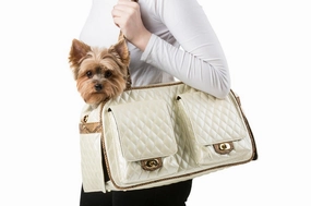 Marlee - Ivory Quilted With Snake treat storage jar,dog treat container,pet snack jar