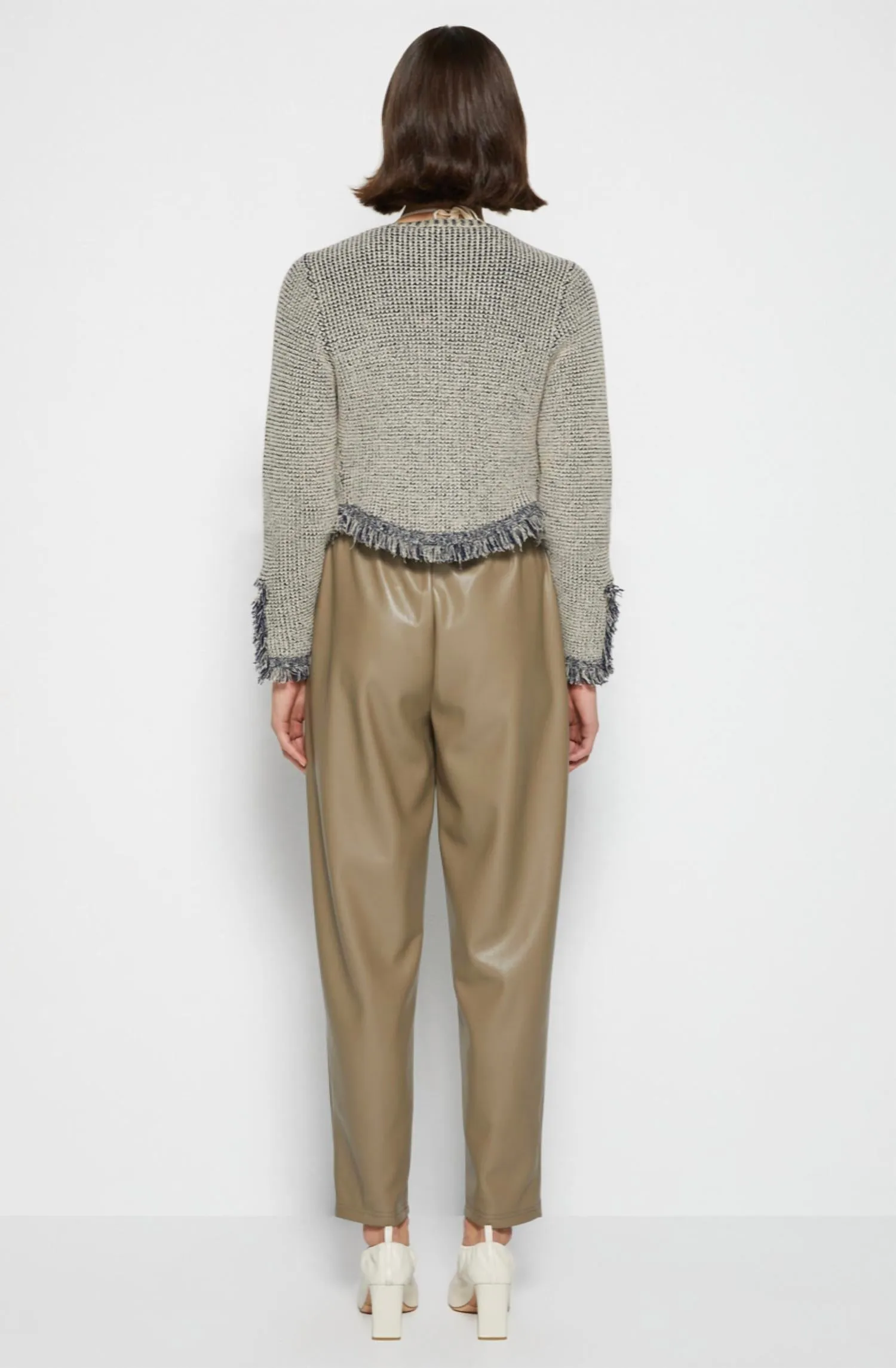 Marleigh Recycled Knitwear Jacket With Pockets In Taupe