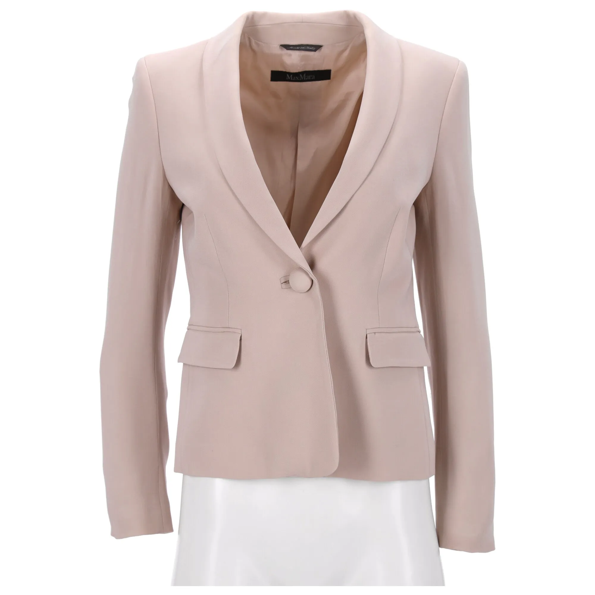Max Mara Single-Breasted Blazer in Cream Beige Wool