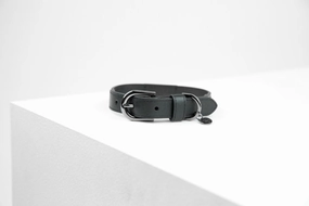 MaxBone Jet Black Dog Collar dog collar,leather dog collar,adjustable dog collar