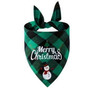 Merry Christmas Bandana For Dogs  - Green dog harness and leash,reflective dog collar,pet walking gear