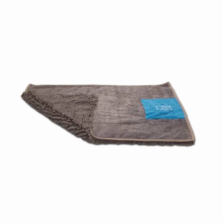 Messy Mutts Dog Drying Mat & Towel with Hand Pockets - Grey Medium (36" x 24"")