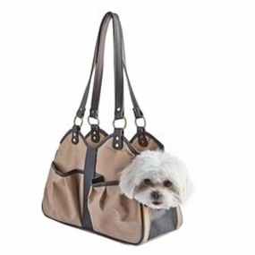 Metro Carrier- Tan Black Trim dog travel crate,airline approved dog carrier,dog transport bag