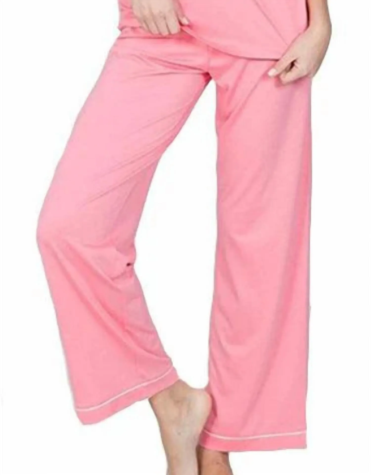 Misha Elbow Sleeve Pullover Top Pajama Set In Papaya