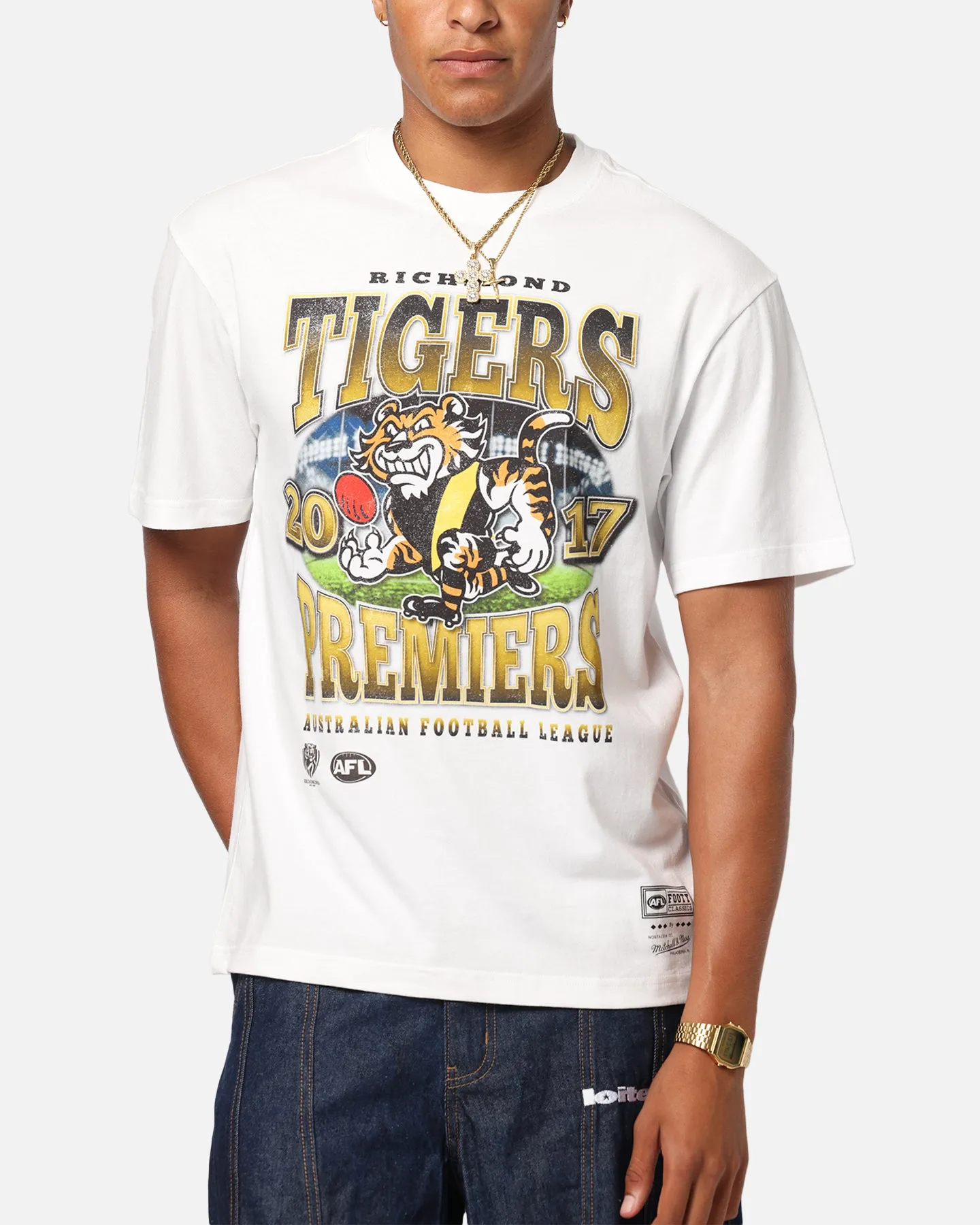 Mitchell & Ness Richmond Tigers Mascot T-Shirt Vintage White