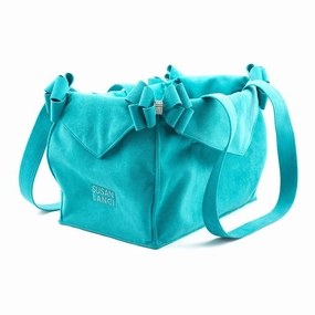 Montego Blue Double Nouveau Bow Luxury Dog Carrier dog bowtie leather collar dog charm dog party wear dog scarf set