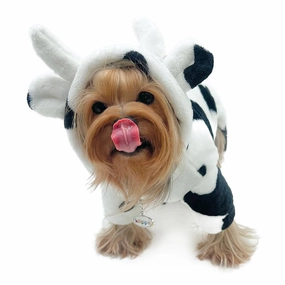 Moo Cow Ultra Thick Plush Hooded Dog Pajamas dog underwear,dog diaper,pet undergarments