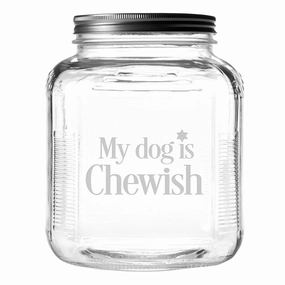 My Dog Is Chewish Dog Treat Jar With Brushed Lid pet apparel,dog hoodie,fashionable pet wear