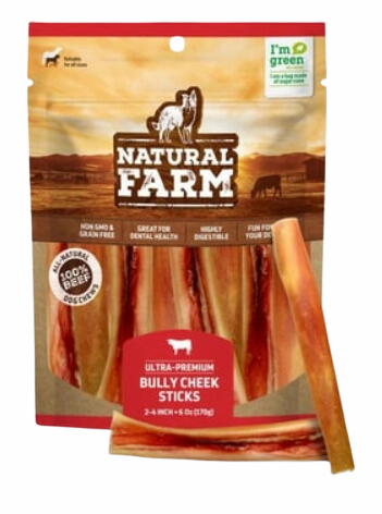 Natural Farm Bully Cheek Sticks 2-4" 6oz Bag pet id tag,personalized dog tag,engraved cat id