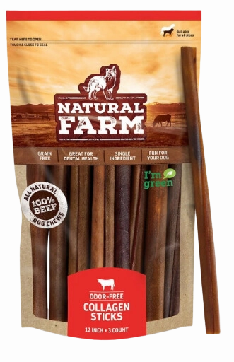 Natural Farm Collagen Sticks 12" 3-Pack Bag pet id tag,personalized dog tag,engraved cat id