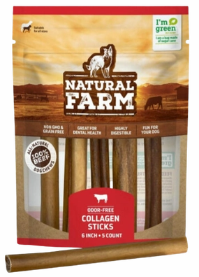 Natural Farm Collagen Sticks 6" 5-Pack Bag pet id tag,personalized dog tag,engraved cat id