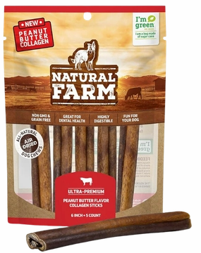 Natural Farm Collagen Sticks Peanut Butter Flavor 6" 5-Pack Bag pet id tag,personalized dog tag,engraved cat id