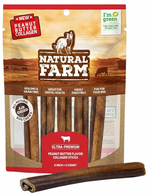 Natural Farm Collagen Sticks Peanut Butter Flavor 6" 5-Pack Bag pet id tag,personalized dog tag,engraved cat id