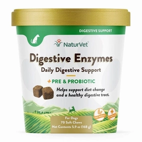 NaturVet Digestive Enzymes Plus Prebiotics & Probiotics Soft Chews for Dogs dog health supplement,dog multivitamin,canine health care