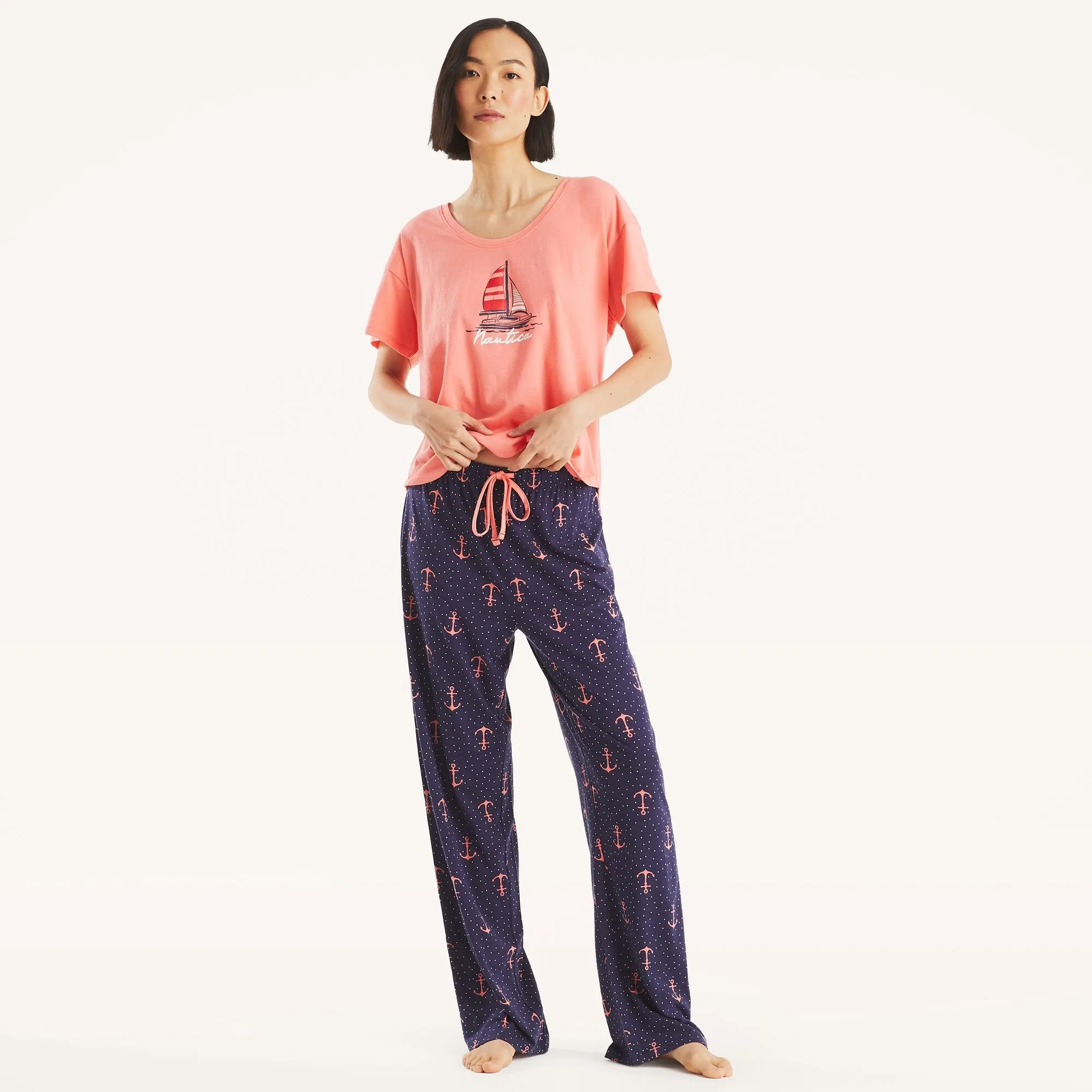 Nautica Womens Printed Pajama Pant Set
