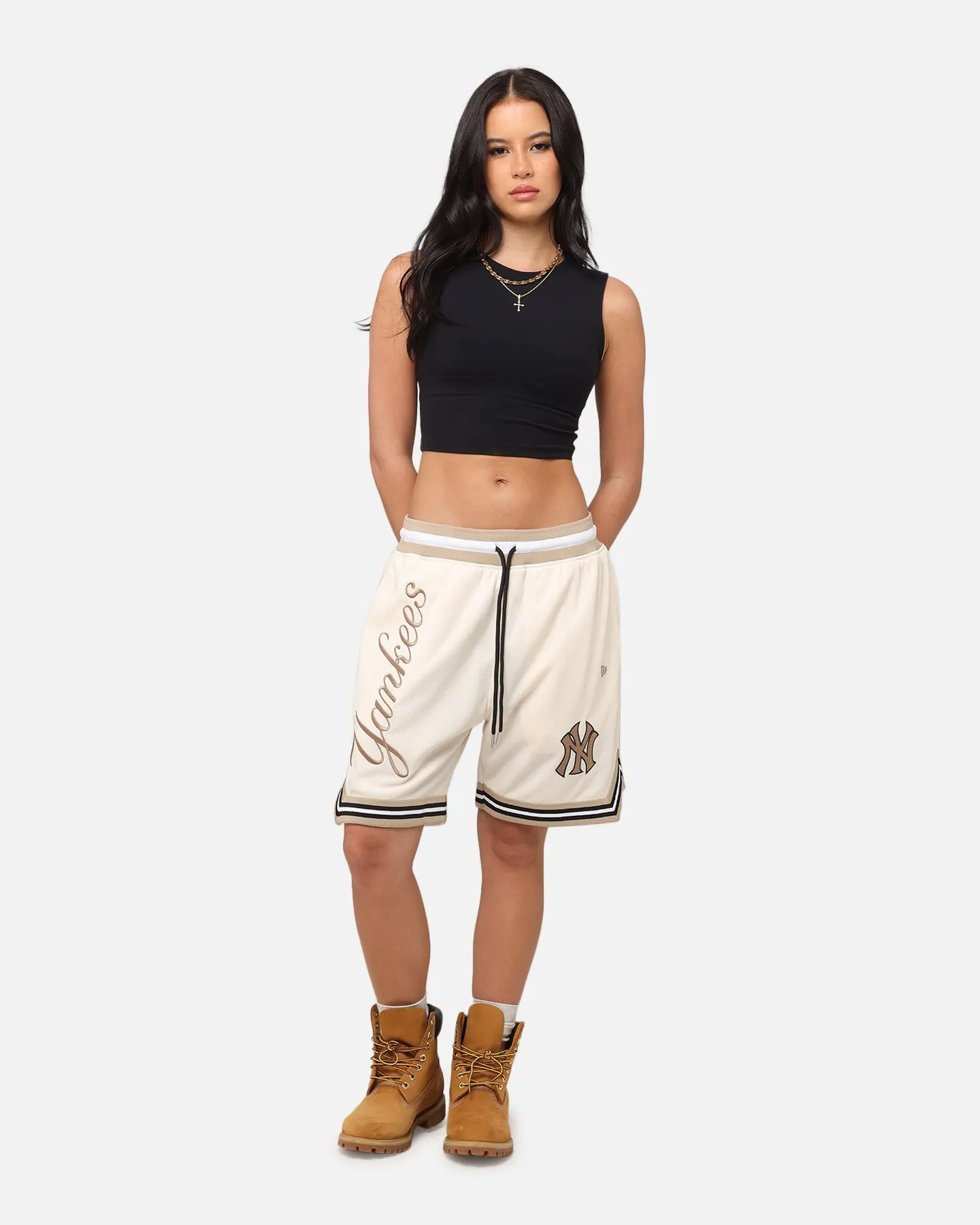 New Era New York Yankees Mesh Shorts Light Beige