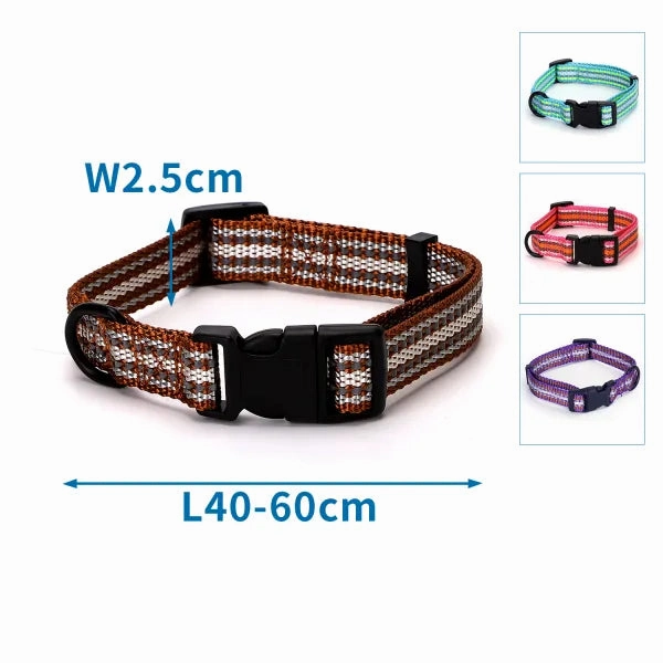 NOBLEZA IMITATION NYLON REFLECTIVE DOG COLLAR W2.5*L40-60CM dog harness and leash,reflective dog collar,pet walking gear